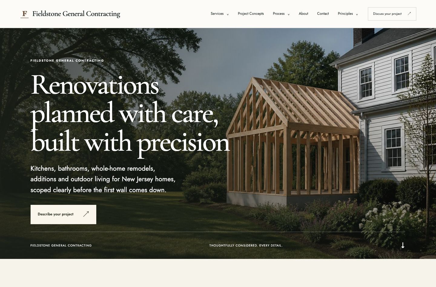 Signature Fieldstone website homepage · Signature · Considered craft
